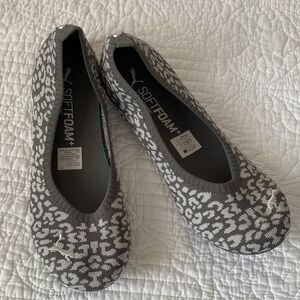 Puma Grey and White SoftFoam+ Patterned Ballet Flats, 9